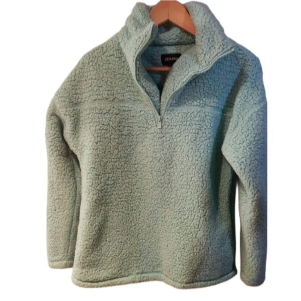 Zenana Teal Teddy Jacket Plush‎ Fleece Cozy Size Small